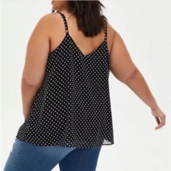 Torrid Sophie Swing Cami Chiffon Sz 2 (xxl) Polka Dot Top Black White Sleeveless - Picture 4 of 8